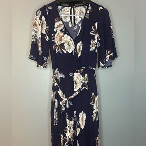 Band of Gypsies Navy and Floral Pant Romper